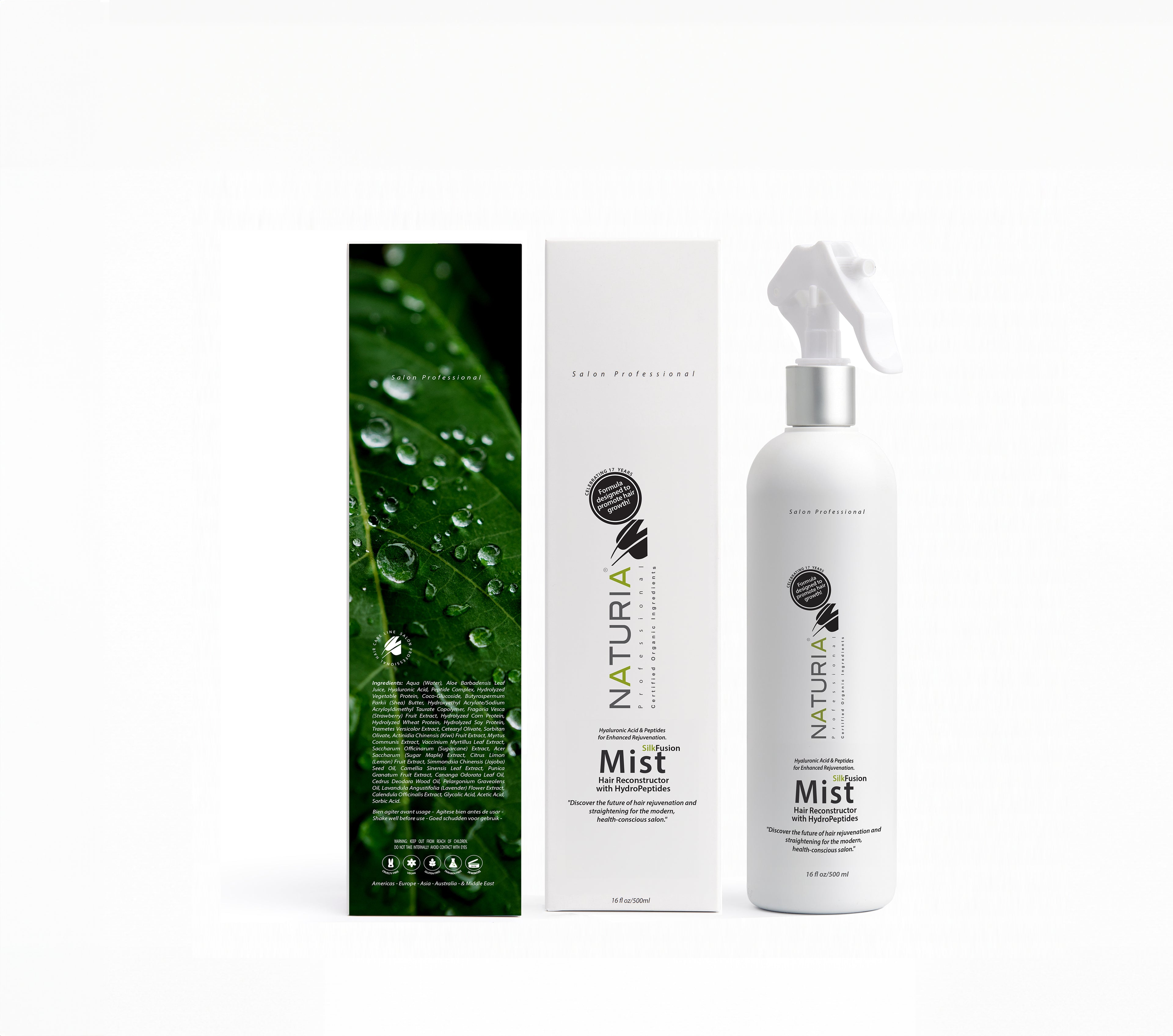 Naturia™ Professional NEW Hair Straightening Mist SilkFusion – 16 FL OZ With Peptide & BioPolymers.