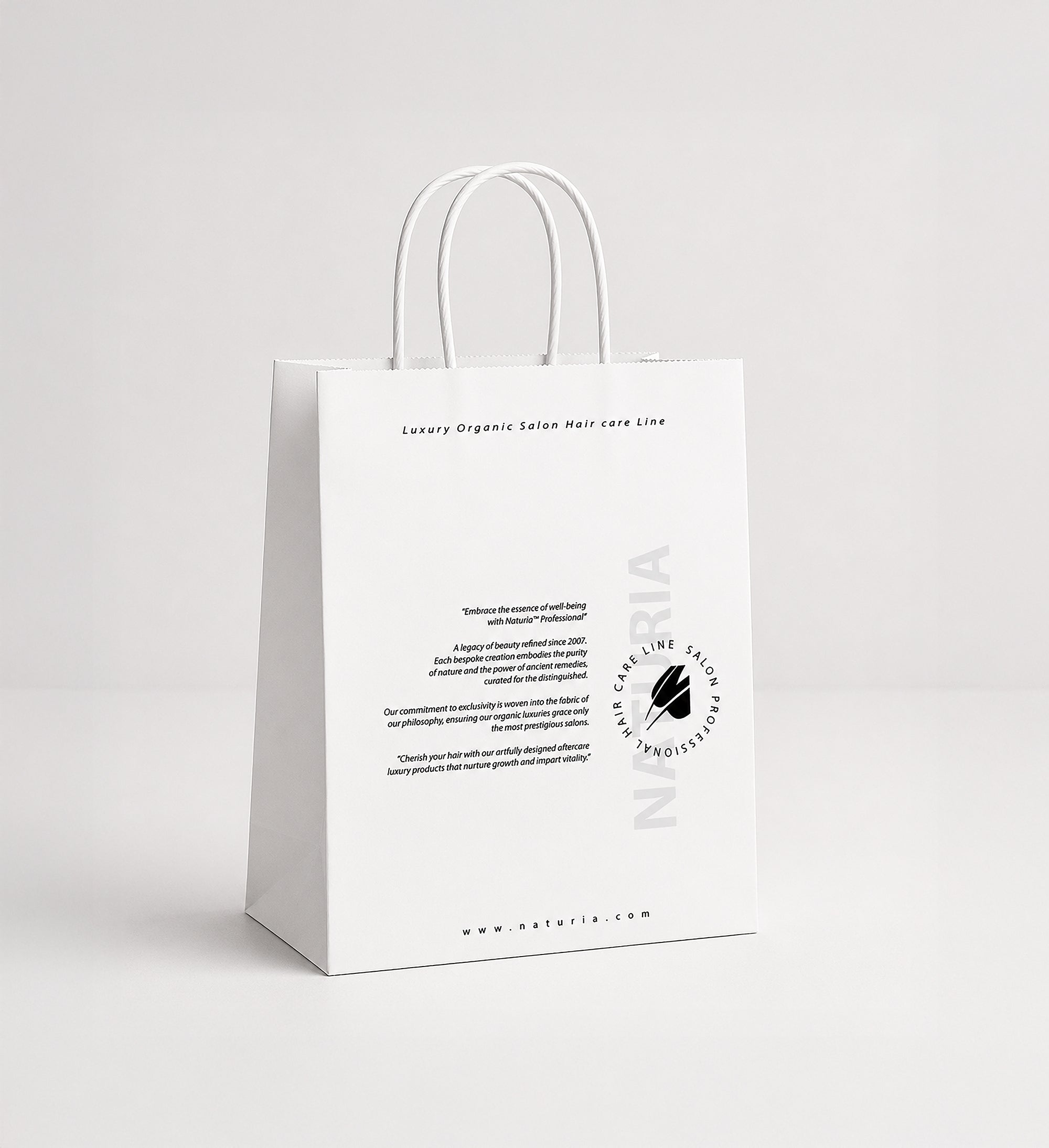 Naturia™ White Kraft Paper Boutique Bag – Twisted Handles (25 x 22 x 8 cm)
