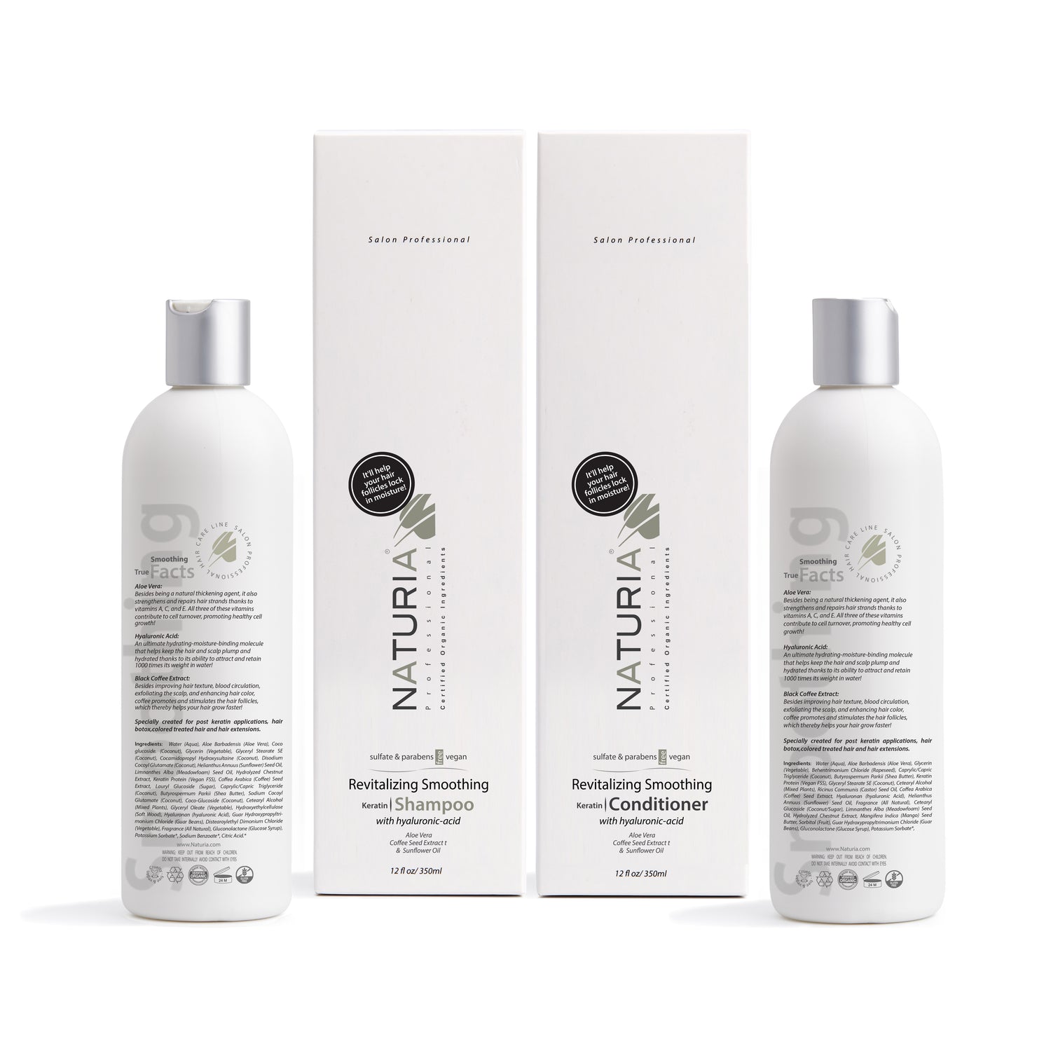 Naturia™ Professional Revitalizing Smoothing Keratin Shampoo & Conditioner Combo Size 12 FL OZ