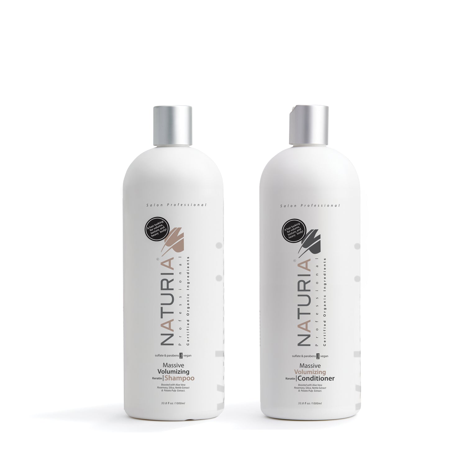 Naturia™ Professional Massive Volumizing Keratin Shampoo & Conditioner Combo Back-Bar Size 32 FL OZ