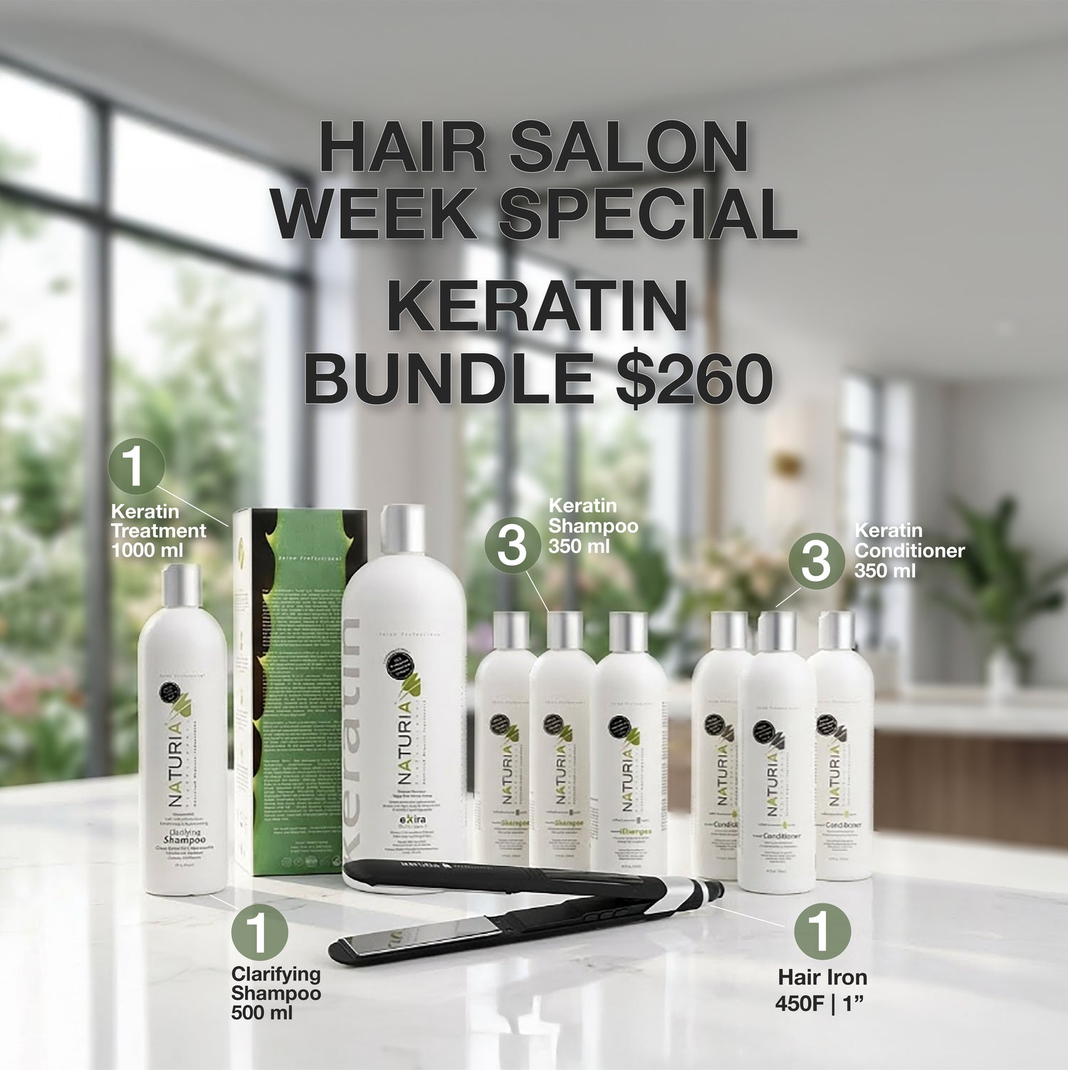 Week Special  Naturia™ Keratin Salon Starter Bundle – $260