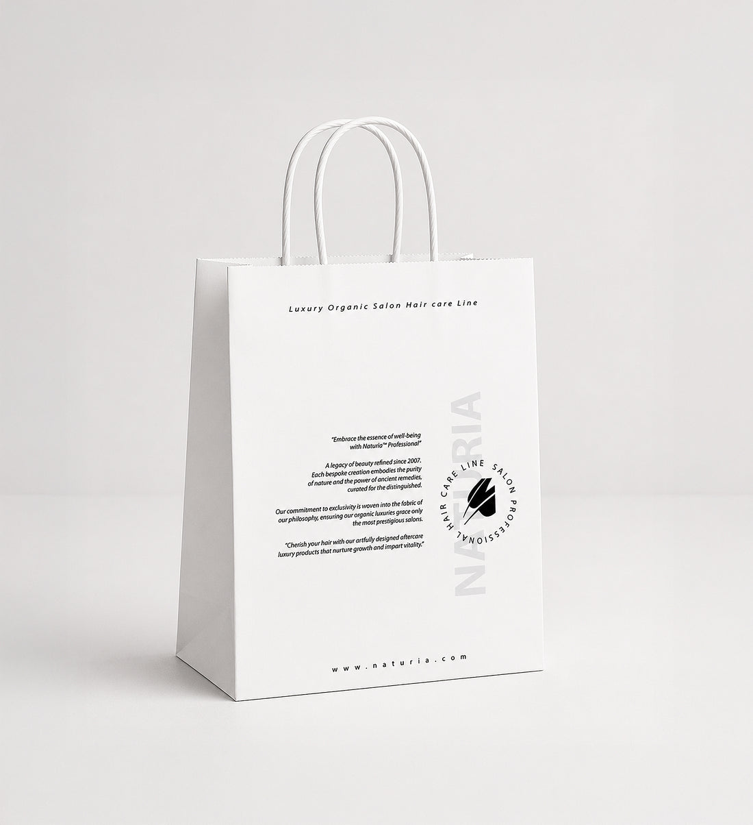 Naturia™ White Kraft Paper Boutique Bag – Twisted Handles (25 x 22 x 8 cm)