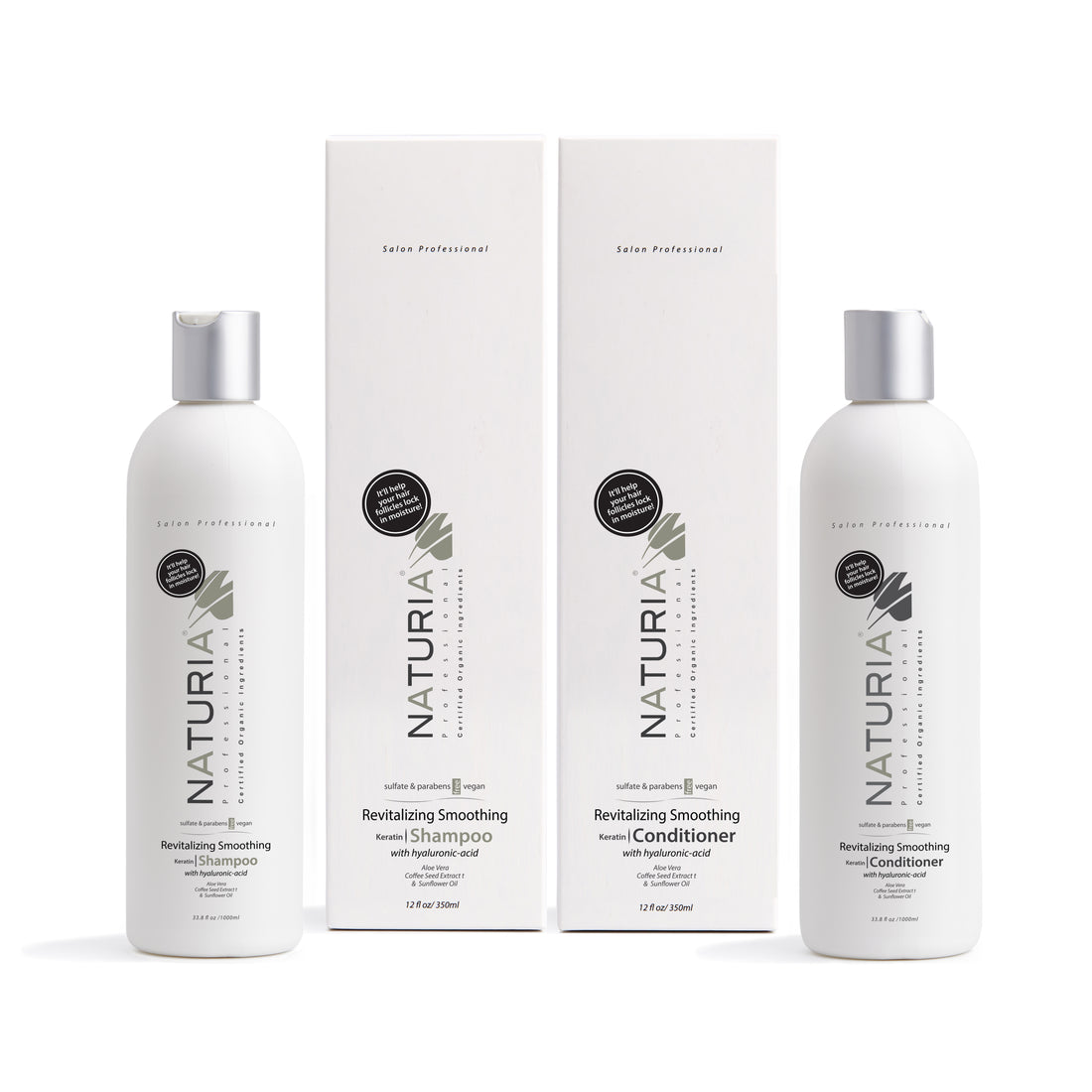 Naturia™ Professional Revitalizing Smoothing Keratin Shampoo & Conditioner Combo Size 12 FL OZ