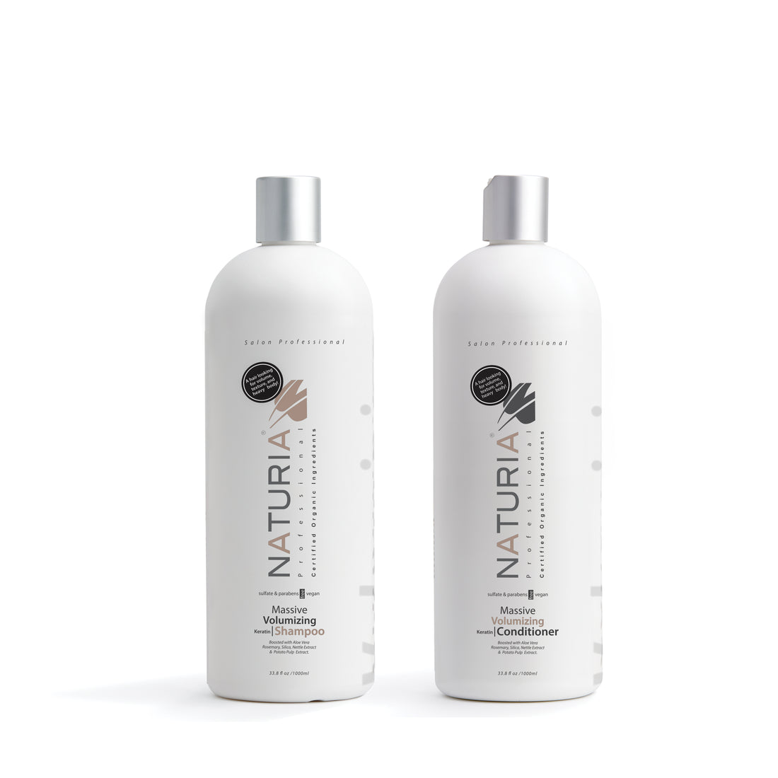 Naturia™ Professional Massive Volumizing Keratin Shampoo & Conditioner Combo Back-Bar Size 32 FL OZ